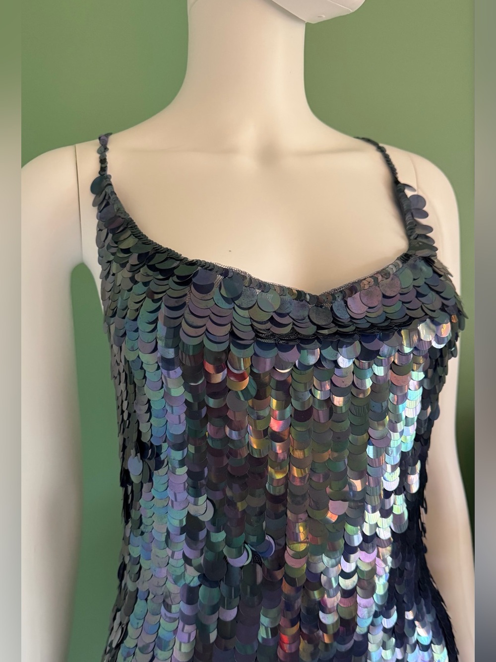 Betsey Johnson Vintage Iridescent Multi-Sequin Slip Dress - Picture 8 of 15